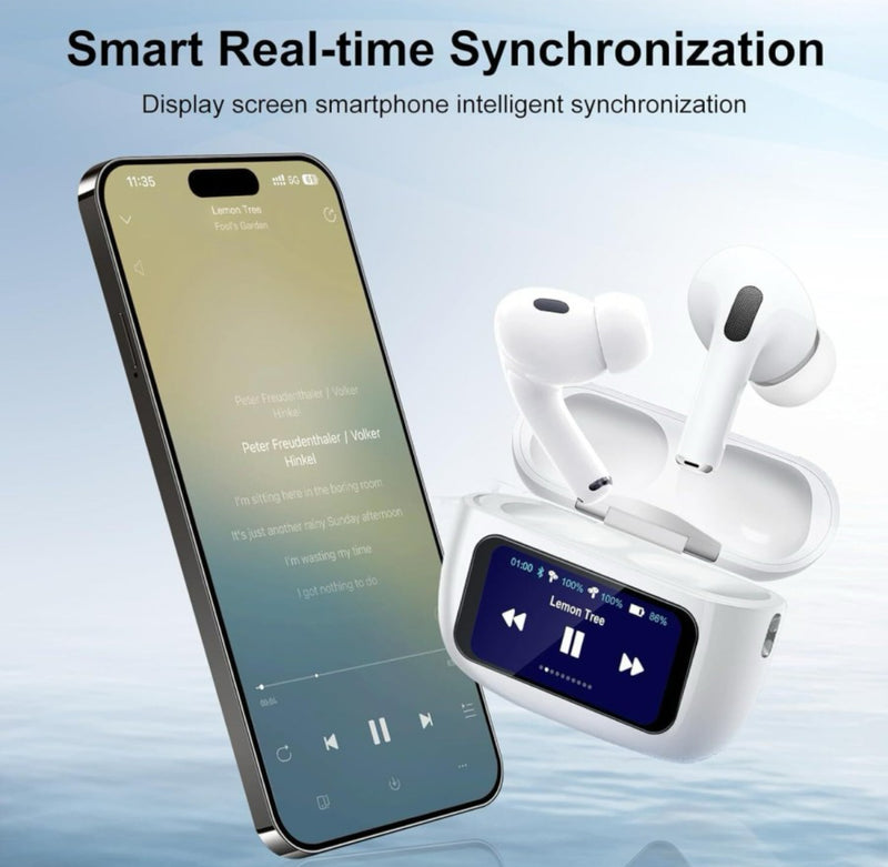 bSmart Touchscreen Bluetooth Earbuds, Full-Color Display, AI Interaction, Offline Playback, Waterproof, Wireless Charging, Regular priceRs. 8,999.00 Sale priceRs. 699.00Sale