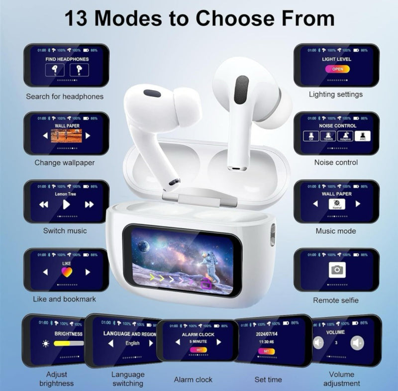 bSmart Touchscreen Bluetooth Earbuds, Full-Color Display, AI Interaction, Offline Playback, Waterproof, Wireless Charging, Regular priceRs. 8,999.00 Sale priceRs. 699.00Sale